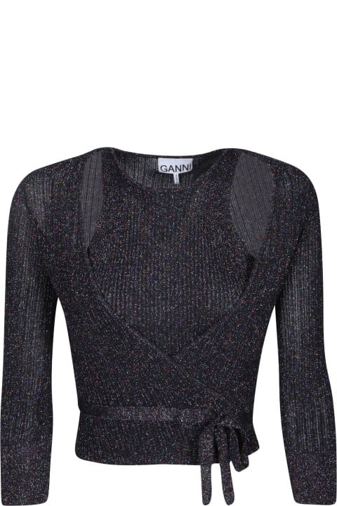 Ganni Sweaters for Women Ganni Sparkle Black Top