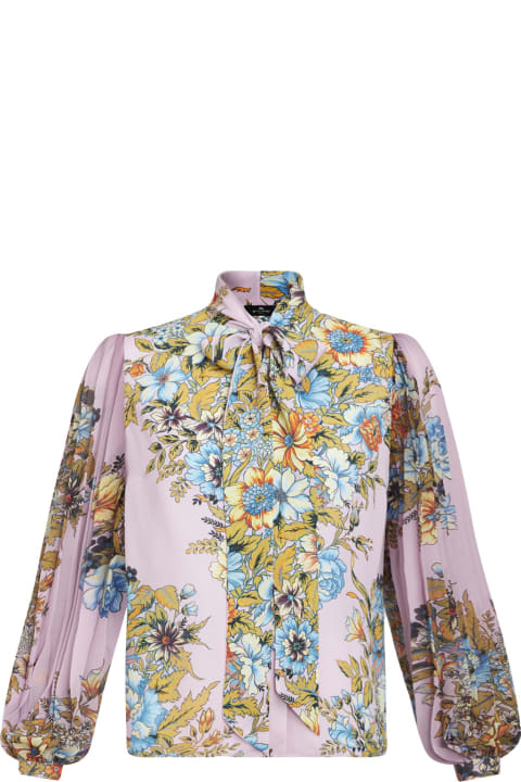 Clothing for Women Etro Pink Shirt With Multicolour Bouquet Print