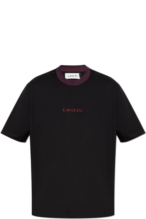 Lanvin Topwear for Men Lanvin Logo-embroidered Crewneck T-shirt