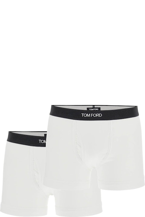 ملابس داخلية لـ القسم الرجالي Tom Ford Cotton Bi-pack Boxer Briefs With Logo Band