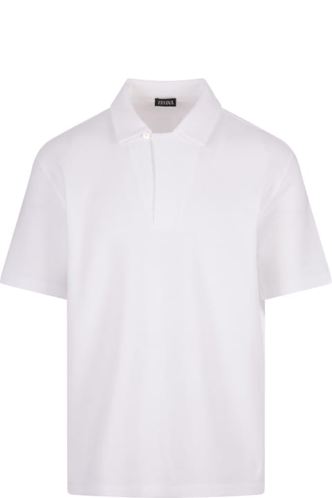 Zegna Topwear for Men Zegna White Honeycomb Cotton Polo Shirt