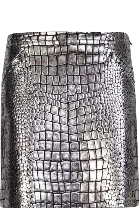 Tom Ford for Women Tom Ford Dabbed Soft Printed Croco Leather Mini Skirt