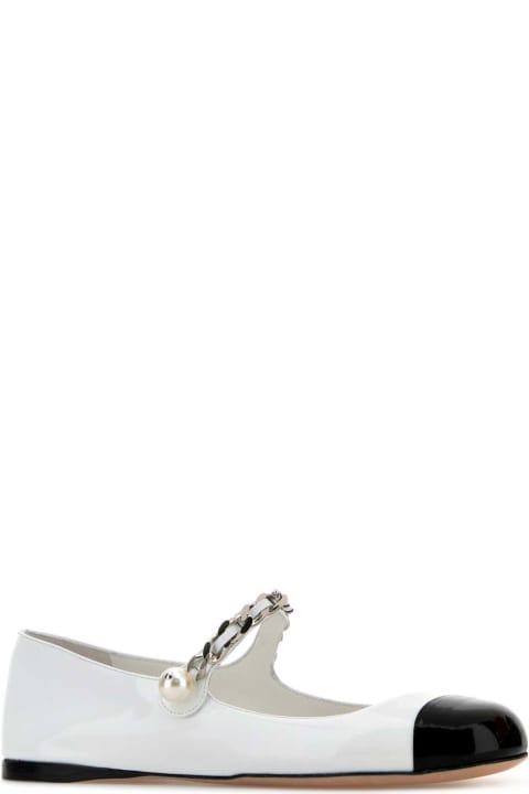 Miu Miu Flat Shoes for Women Miu Miu White Leather Ballerinas