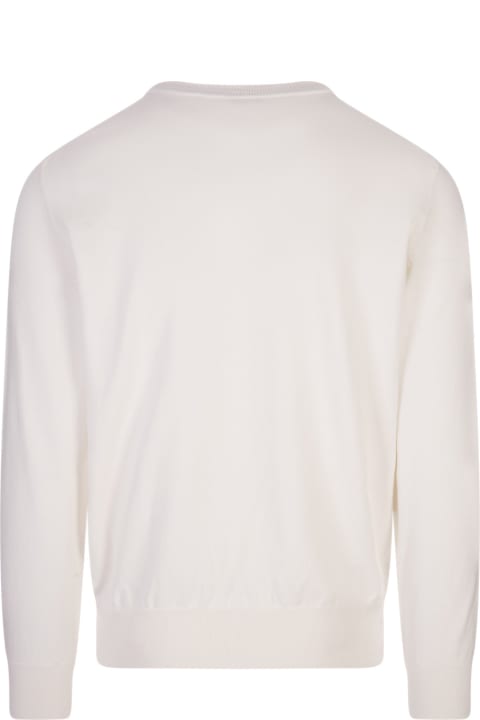 Hugo Boss for Men Hugo Boss White Crew Neck Sweater With Embroidered Logo