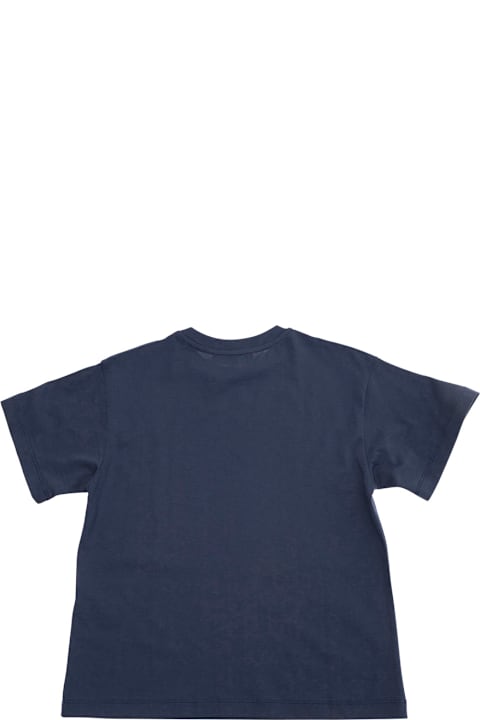 Homeware Max&Co. Blue Crewneck T-shirt With Maxi Logo Print On The Front In Tech Fabric Girl