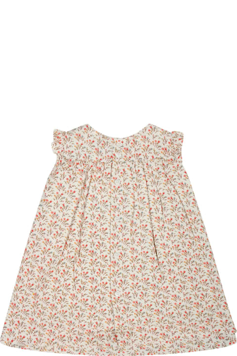 Fashion for Kids Bonpoint Beige Dress For Baby Girl With Floral Pattern