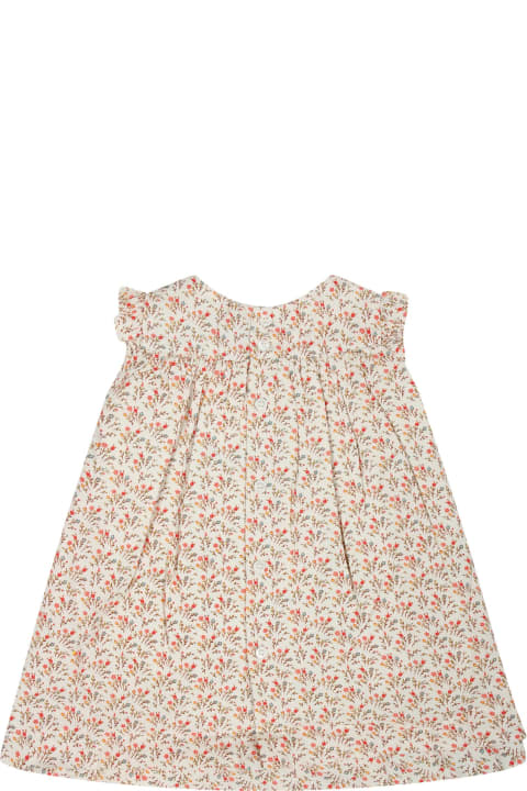 Bonpoint for Baby Boys Bonpoint Beige Dress For Baby Girl With Floral Pattern