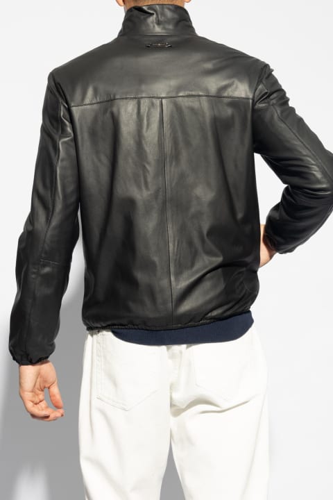 Emporio Armani for Men Emporio Armani Emporio Armani Leather Jacket With Stand-up Collar
