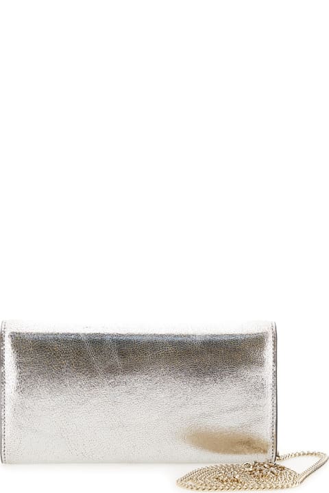 Homeware Jimmy Choo 'emmie' Champagne Clutch With Chain In Laminated Leather Woman
