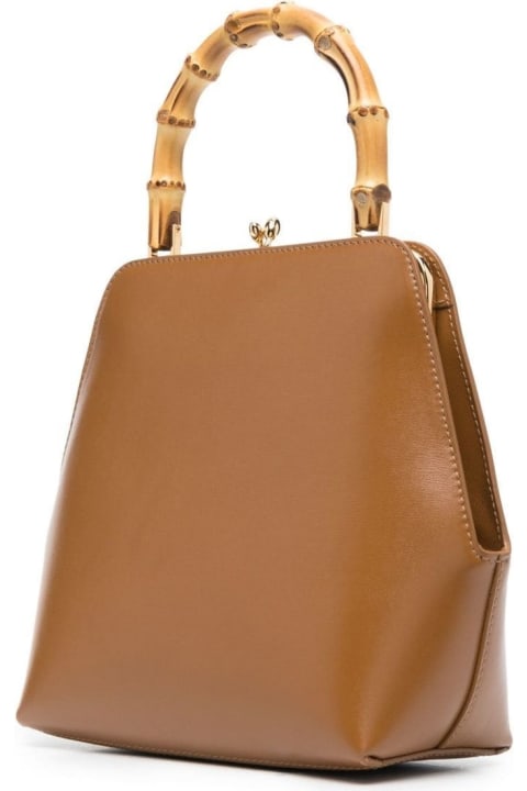 Jil Sander for Women Jil Sander Brown Goji Square Handbag With Bamboo Handle In Leather Woman