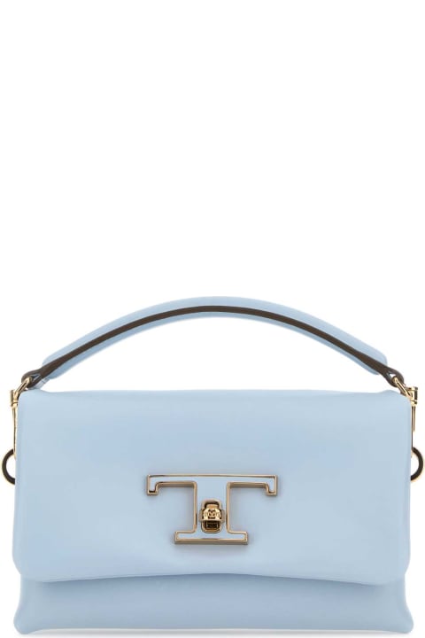 Tod's Totes for Women Tod's Powder Blue Leather Micro T Timeless Handbag