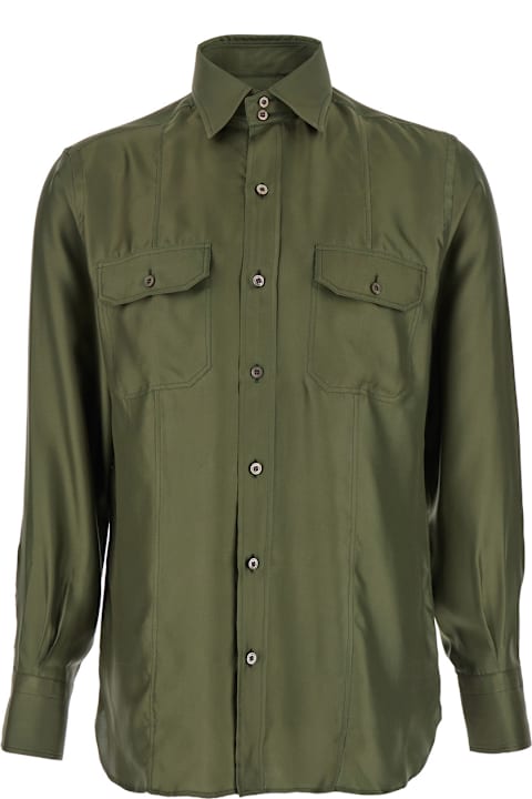 Tom Ford for Men Tom Ford Green Shirt With Patch Pockets In Silk Man