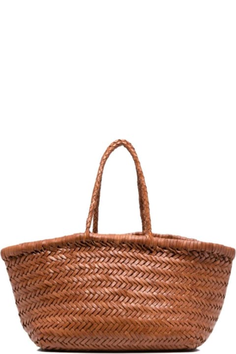 Homeware Dragon Diffusion 
triple Jump
 Tan Brown Small Tote Bag In Braided Leather Woman