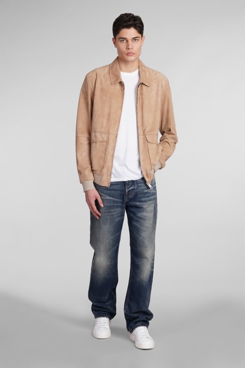 DFour Coats & Jackets for Men DFour Leather Jacket In Beige Leather