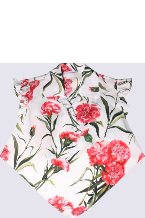Dolce & Gabbana Shirts for Women Dolce & Gabbana White Carnation Print Cotton Shirt