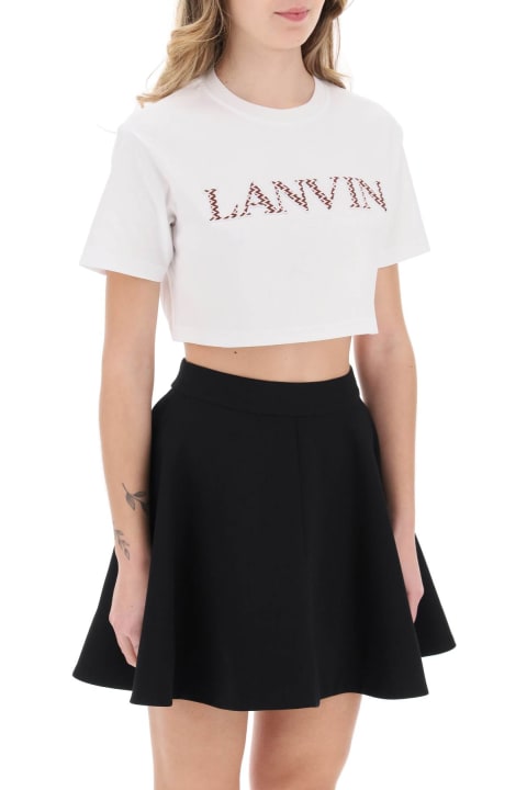 Lanvin Topwear for Women Lanvin Curb Logo Cropped T-shirt