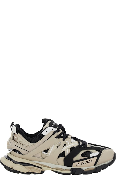 Balenciaga Shoes for Men Balenciaga 'track' Beige And Black Low Top Sneakers With Logo Detail In Mesh And Nylon Man
