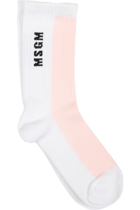 Fashion for Kids MSGM Pink Socks For Girl With Logo