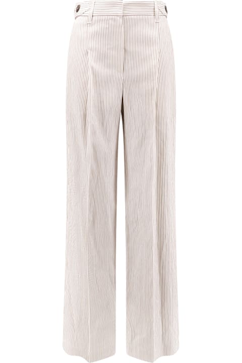 Brunello Cucinelli Clothing for Women Brunello Cucinelli Striped Linen And Cotton Trousers