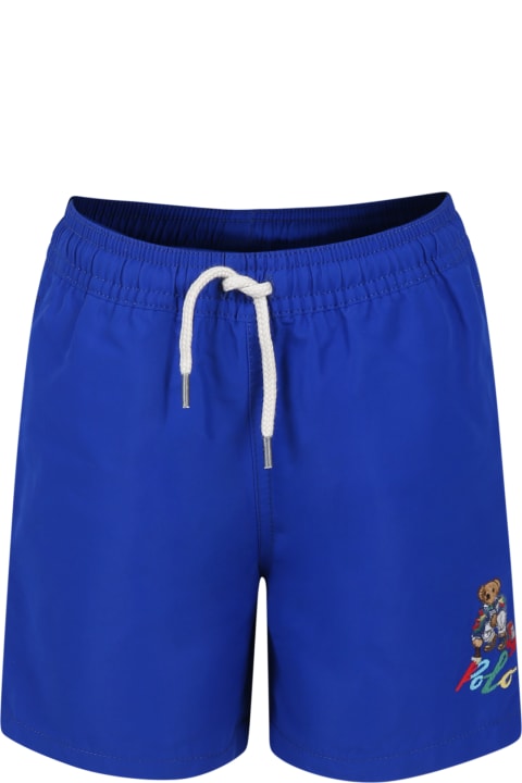 ボーイズ Ralph Laurenの水着 Ralph Lauren Blue Swimsuit For Boy With Polo Bear