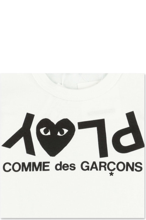Comme Des Garçons Play T-shirt Bianca In Jersey Di Cotone