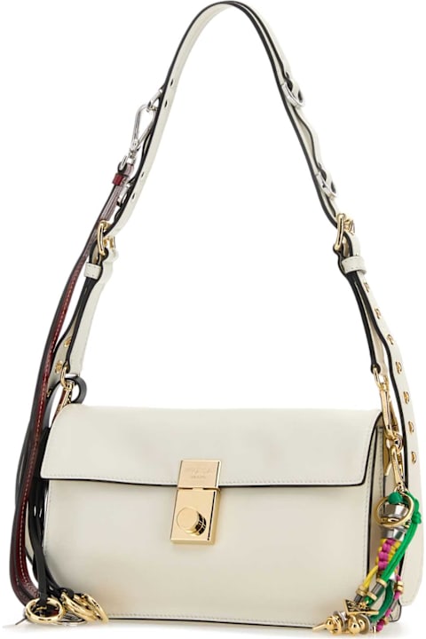 Homeware Prada White Leather Small Prada Soft Sound Shoulder Bag
