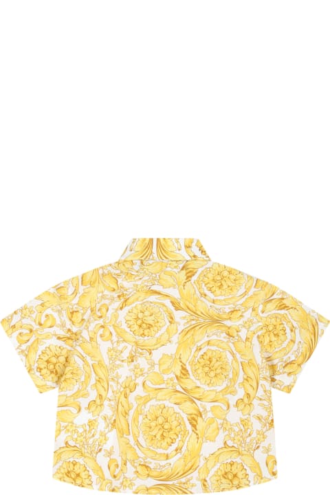 Versace Topwear for Baby Girls Versace White Shirt For Baby Boy With Baroque Print