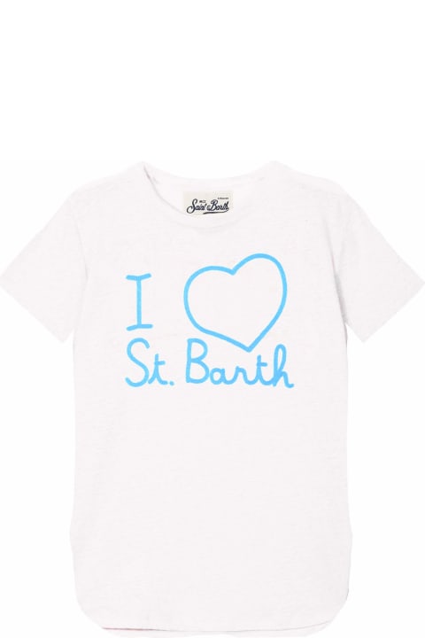 أدوات منزلية MC2 Saint Barth Linen T-shirt With Love St. Barth Embroidery