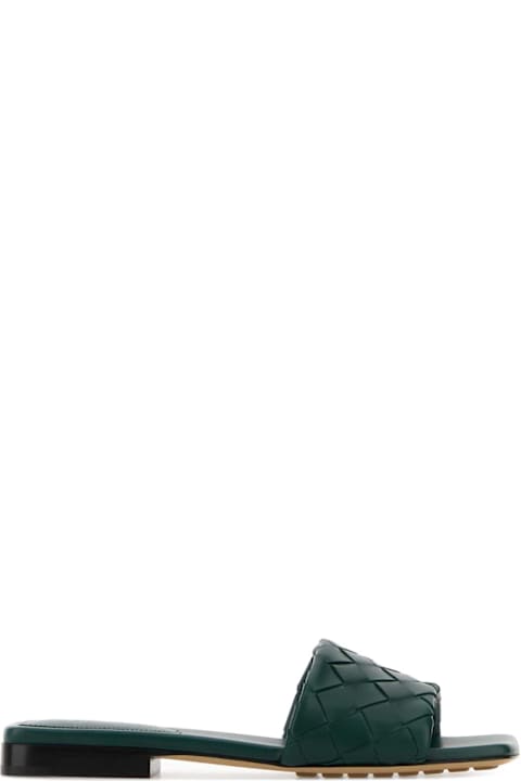 Bottega Veneta Bottle Green Leather Parco Slippers