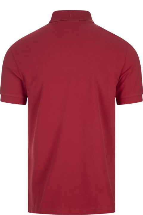 Stone Island Clothing for Men Stone Island Red Piqué Slim Fit Polo Shirt