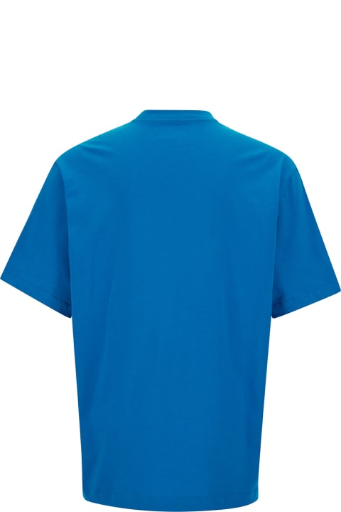メンズ トップス AMIRI Light Blue T-shirt With Contrasting Logo Print In Cotton Man