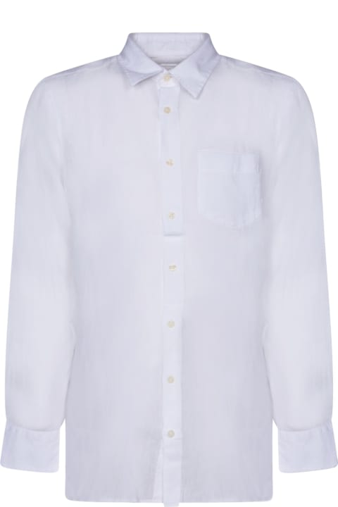 Shirts for Men 120% Lino White Linen Pocket Shirt