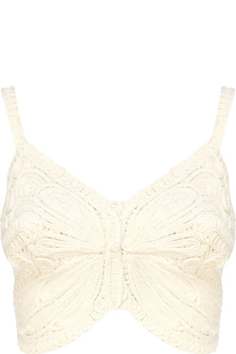 Underwear & Nightwear for Women Blumarine Cropped Top With Butterfly Embroidery