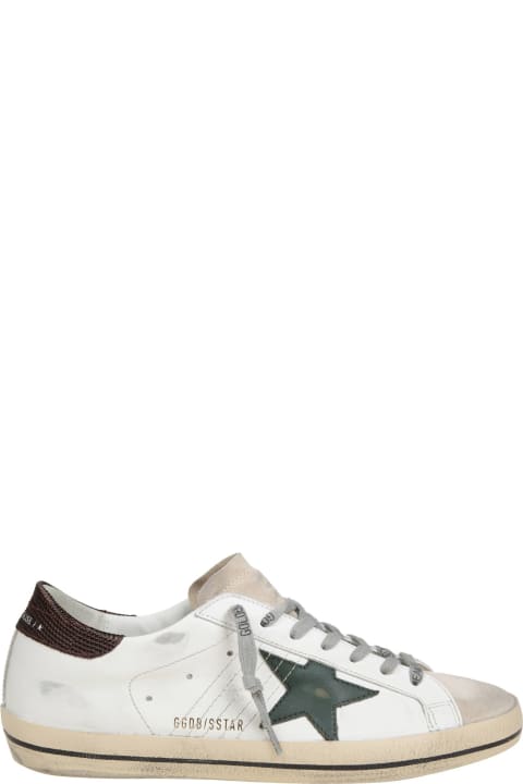 Fashion for Men Golden Goose Golden Goose Super Star In White And Green Leather And Suede