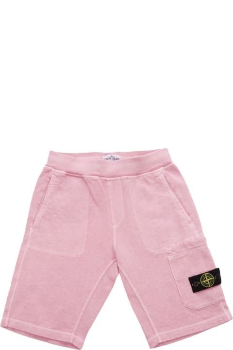 Stone Island Junior for Kids Stone Island Junior Pink Fleece Bermuda Shorts
