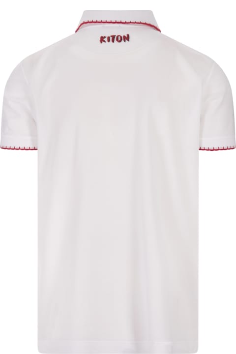 Topwear for Men Kiton White Piqué Polo Shirt With Zip