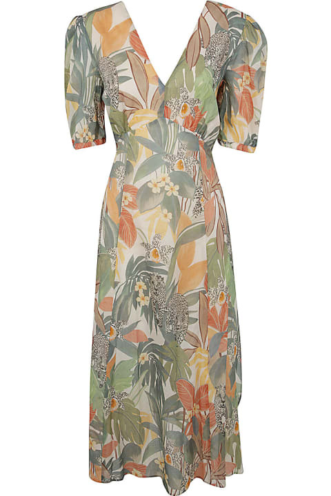 TwinSet Dresses for Women TwinSet Jungle Print V-neck Popeline Dress