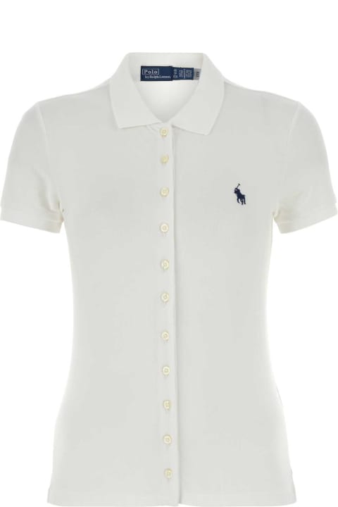Polo Ralph Lauren Topwear for Women Polo Ralph Lauren White Stretch Piquet Polo Shirt