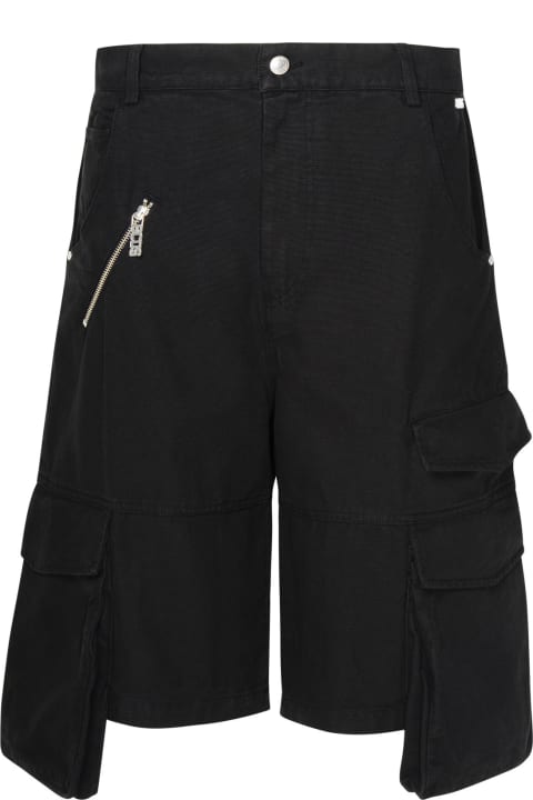 GCDS Pants for Women GCDS Black Cotton Bermuda Shorts