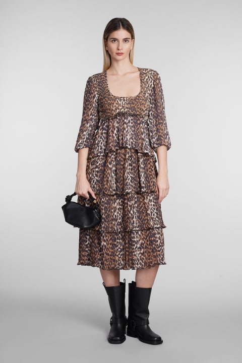 Homeware Ganni Dress In Animalier Polyester