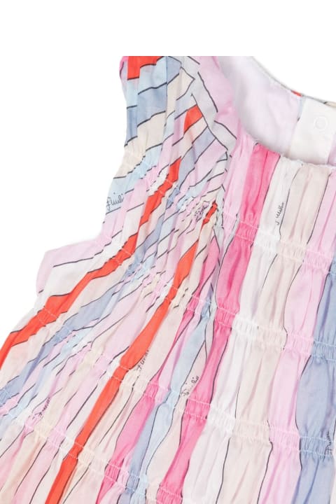 Dresses for Baby Girls Pucci Ruffled Romper With Light Blue/multicolour Iride Print
