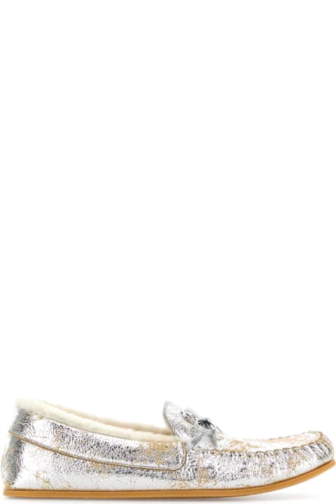 Gucci Silver Leather Loafers