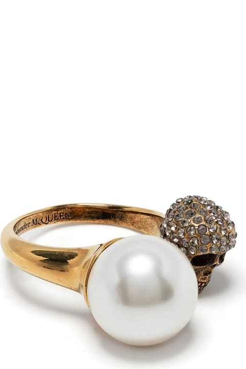 Jewelry for Women Alexander McQueen Pearl Skull Ring