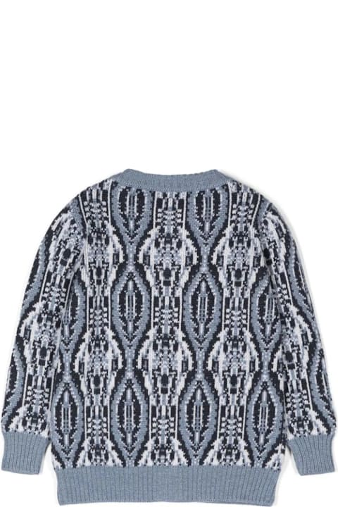 Etro Sweaters & Sweatshirts for Boys Etro Light Blue Jacquard Wool Cardigan With Geometric Patterns