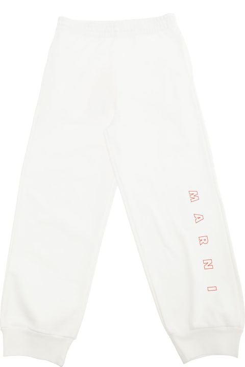 Homeware Marni White Pants With Logo On The Leg In Cotton Boy