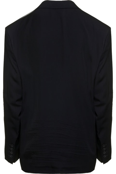 Homeware Balenciaga Black Single-breasted Blazer With Logo Patch And Crease Details In Viscose Man