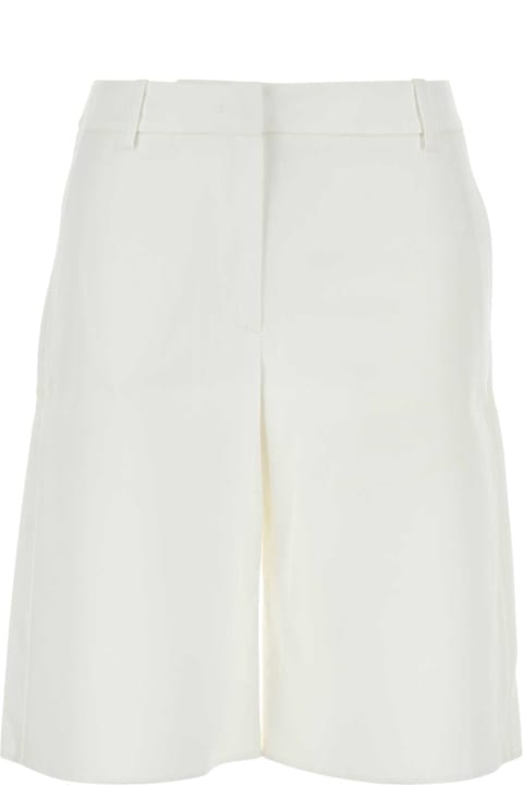 Valentino Garavani سراويل طويلة وقصيرة لـ السيدات Valentino Garavani White Cotton Blend Shorts