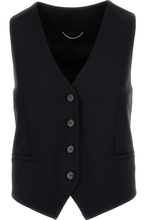PT Torino Coats & Jackets for Women PT Torino Black Single-breasted Vest In Wool Man
