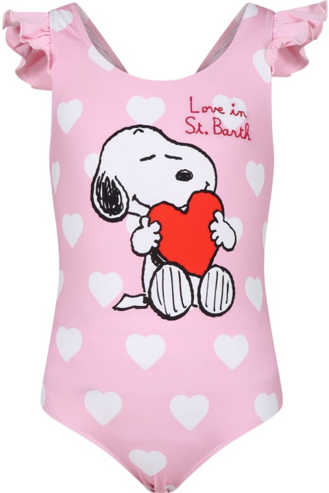 Swimwear for Girls MC2 Saint Barth Pink Swimsuit For Girl With Snoopy