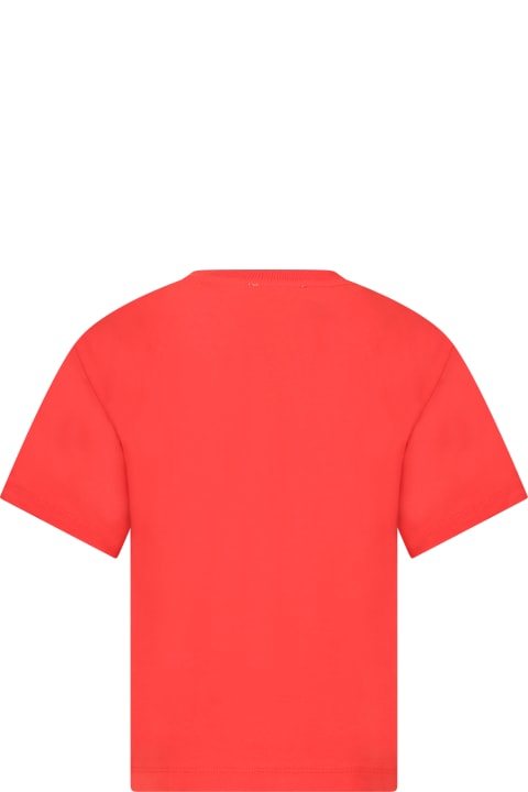 Moschino for Kids Moschino Red T-shirt For Kids With Logo And Teddy Bear